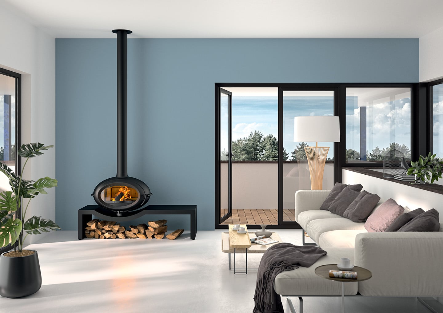 Brio on Bench Cast Iron Stove - Direct Air Supply Wood stoves
